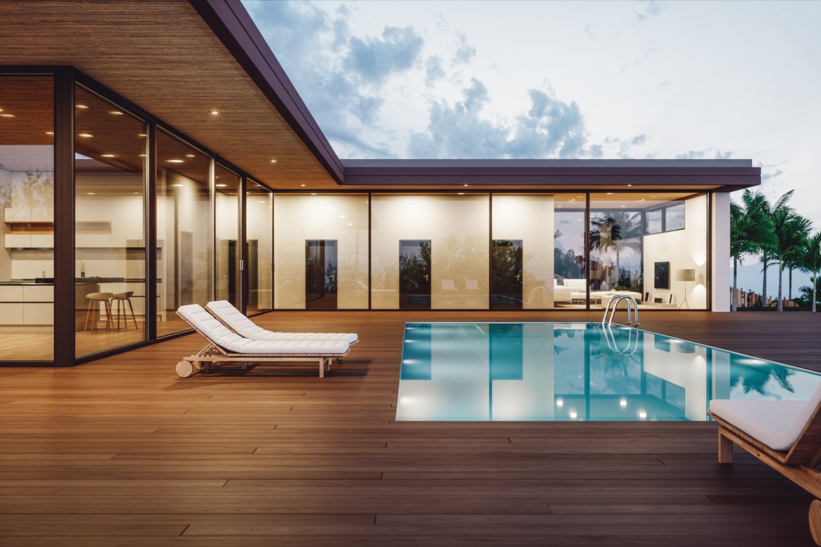 Holzterasse mit Pool